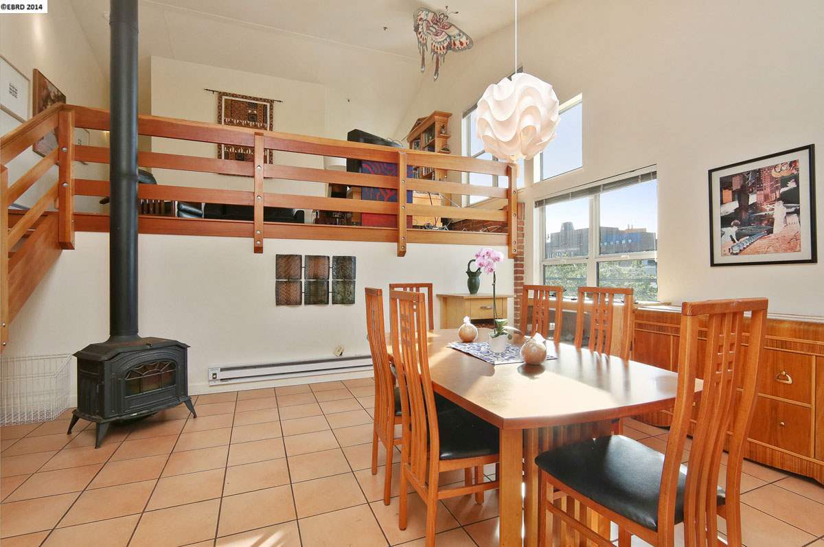 Dining room view to loft and window